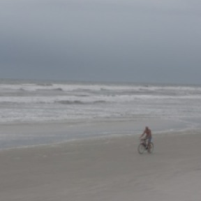 Bicyclist on New Smyrna Beach, Florida